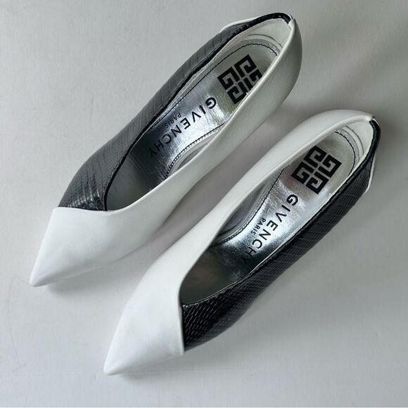 Givenchy Mod Black & White Lambskin & Exotic Pointed Toe Heels 38.5 EU 8 US - Picture 3 of 16
